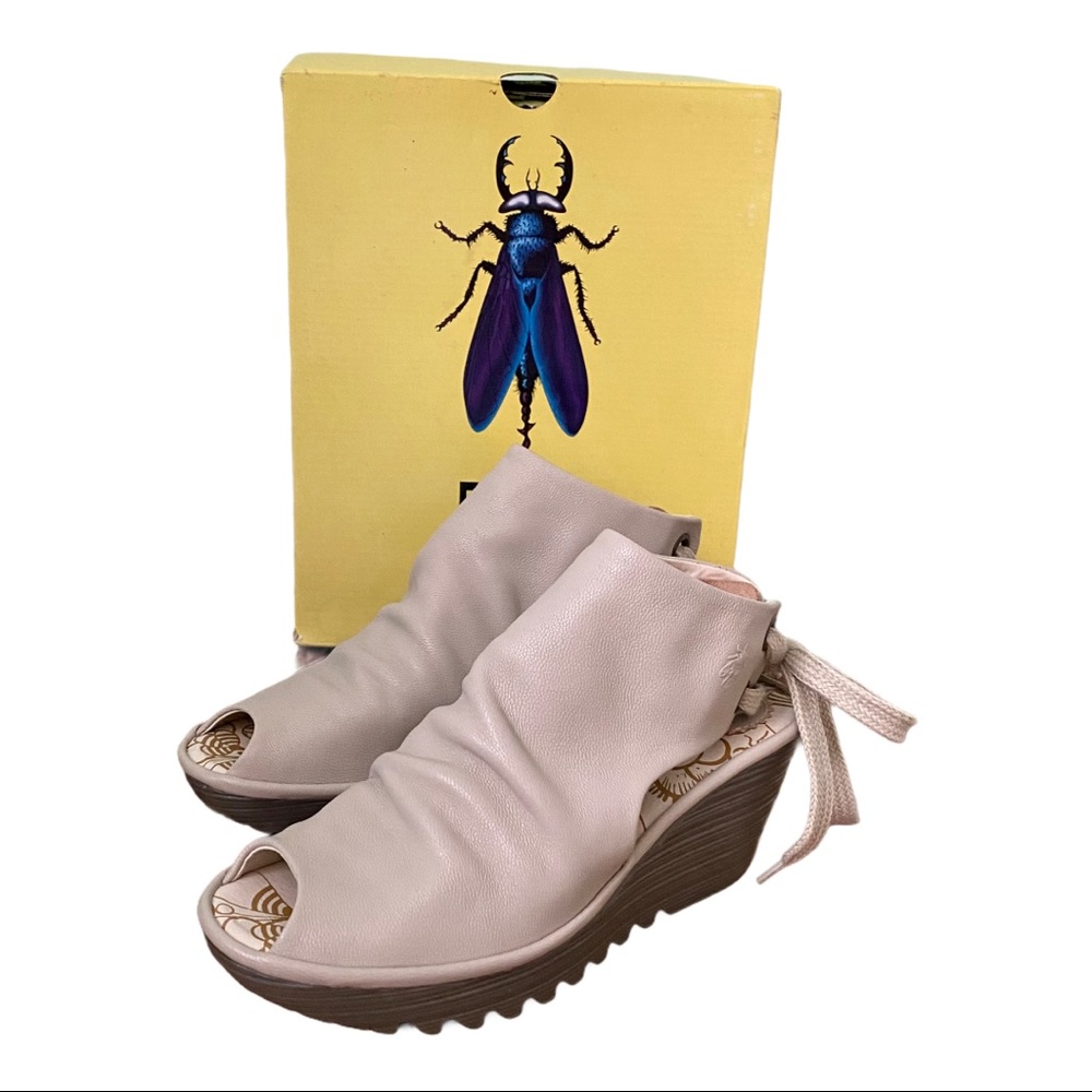 Fly London Yame Peep Toe Wedge Sandals EU 38